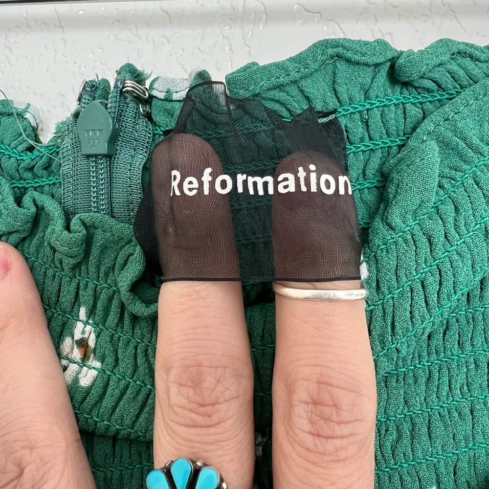 Reformation Chantilly Strapless Green Floral Dress - Picture 3 of 4